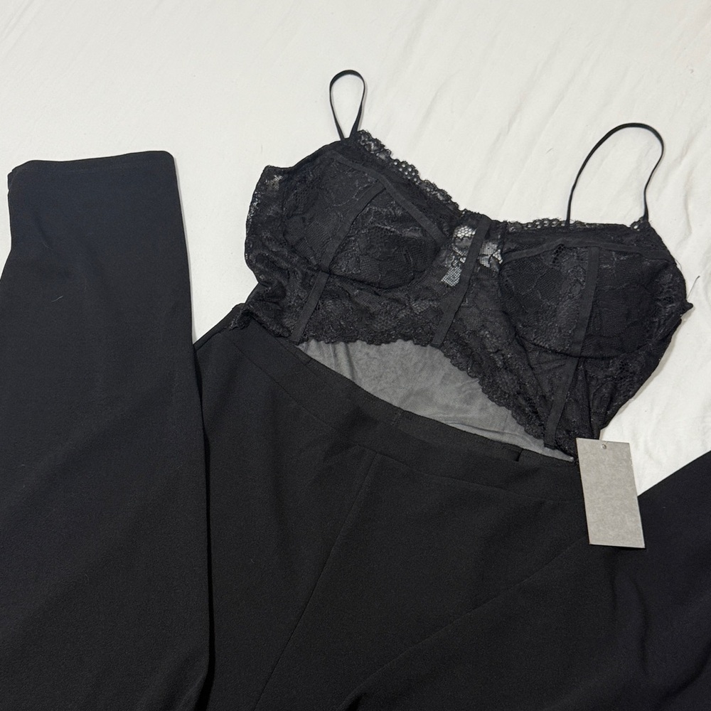 For Love And Lemons Black Lace Bra Set